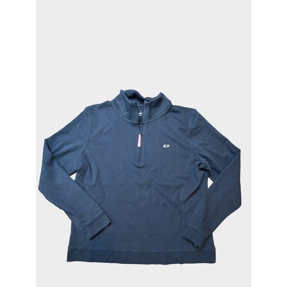 Vineyard Vines Womens Navy Blue 100% Pima Cotton Quarter Zip Pullover Large T10
